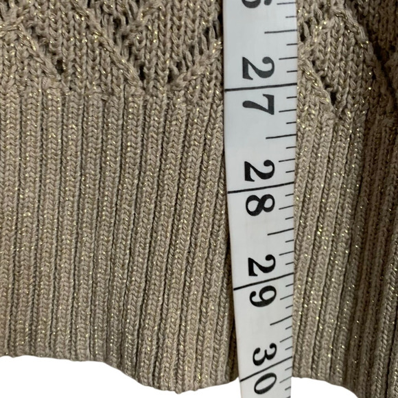 Soft Surroundings Sweater Women's Size X-Large Gold Metallic Collared Open Knit - Picture 8 of 8